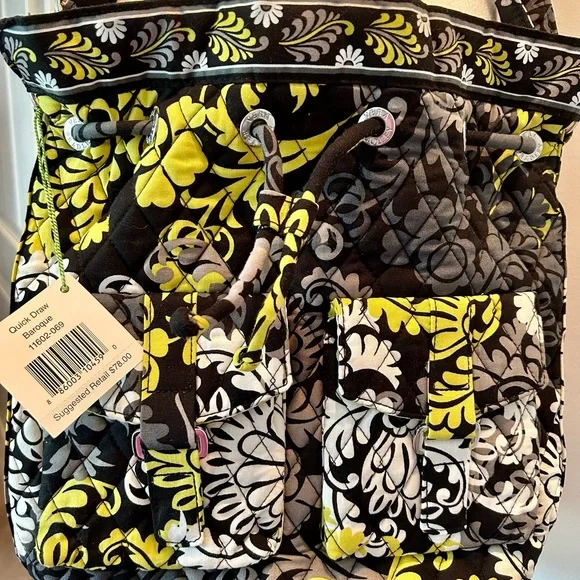 Vera Bradley Quick Draw Baroque handbag . (NWT) Black/Yellow/Grey List for $78 - Picture 2 of 4